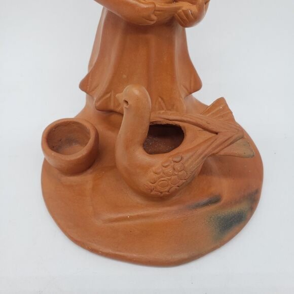 Vintage Woman & Baby Terracotta Figurine Hand Sculpted Clay Figure 7.5" Tall - Picture 5 of 9